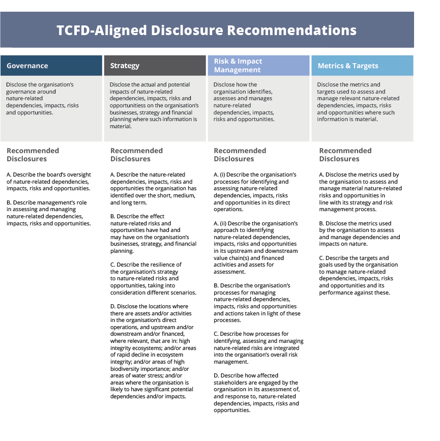 Figure 4 The TNFDs draft recommended disclosures 1